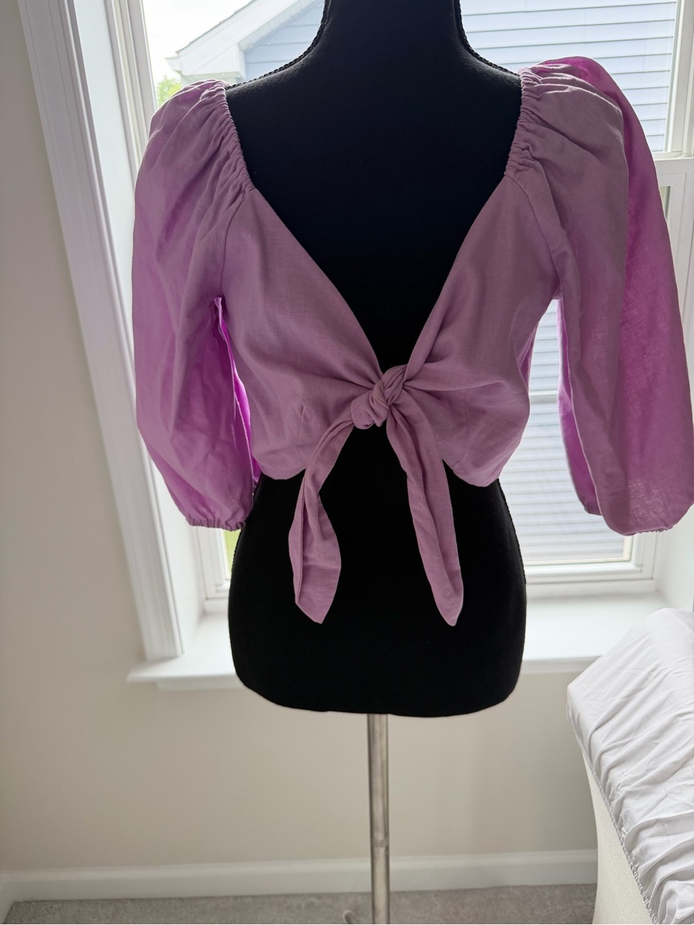Express Lilac Tie Front Crop Top – Size Small - Picture 4 of 6
